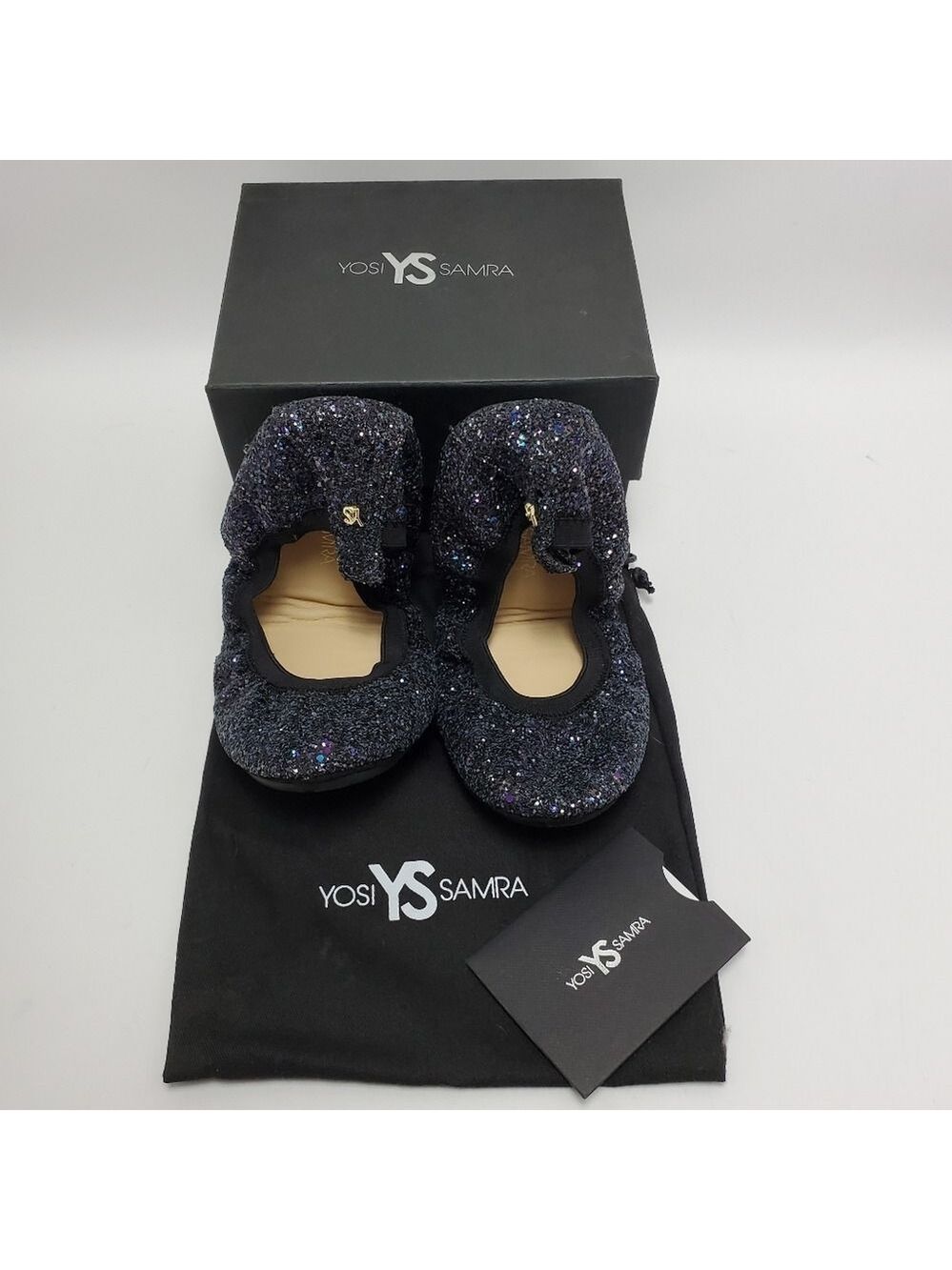 Yosi Samra Samara G Black Rainbow Glitter Foldable Ballet Flat Size 5